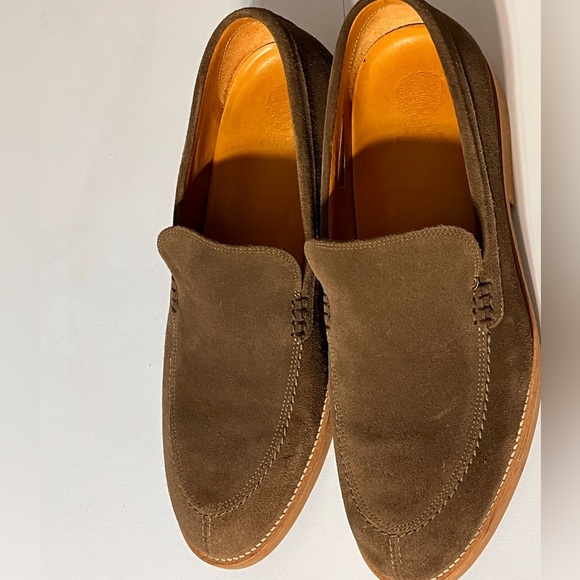Vince Camuto Taupe Suede Slip-On Loafers - Picture 12 of 13